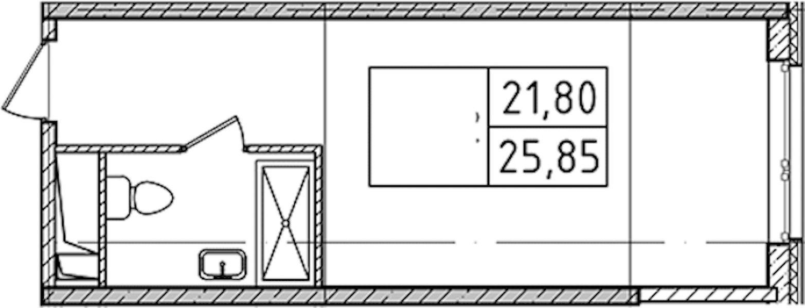 Квартира студия 25.85 м², 6/14 эт., Комплекс апартаментов «Ladozhsky Avenir»